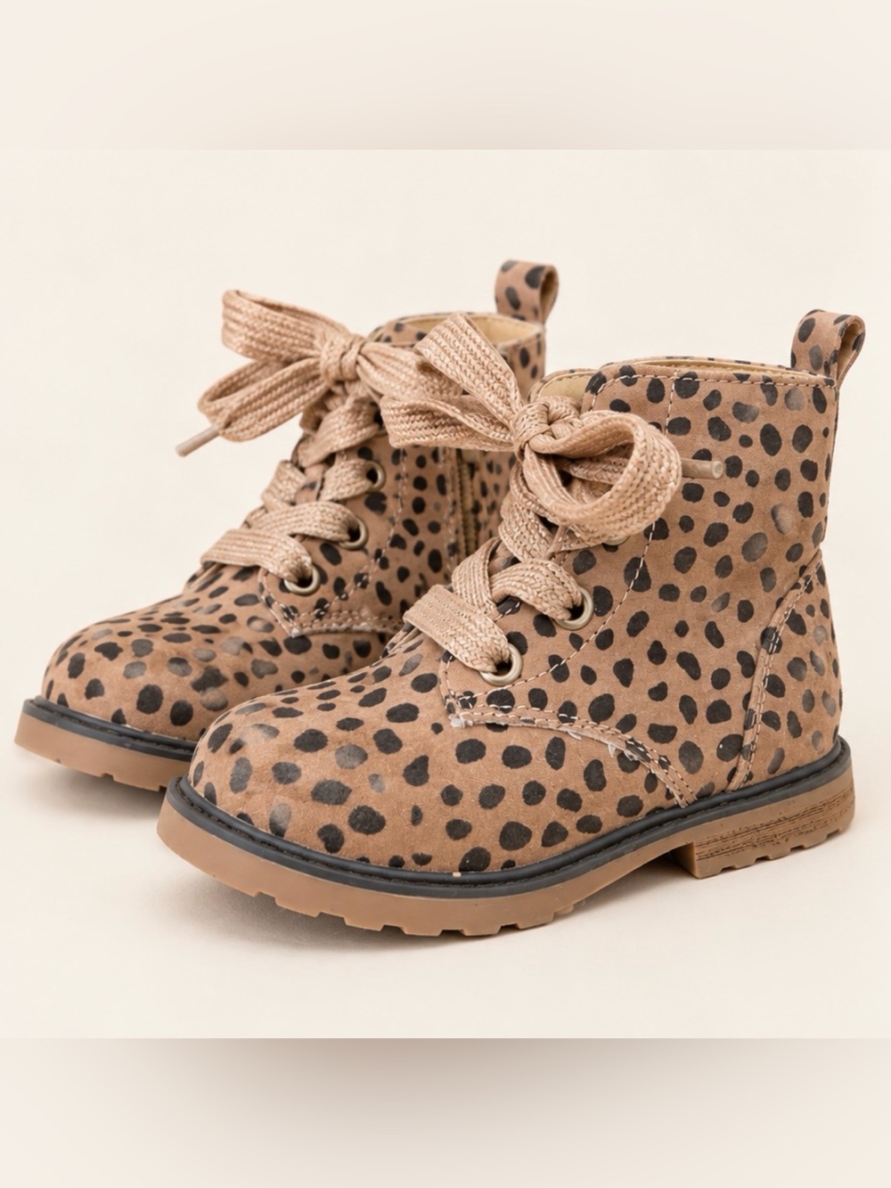 Cat & Jack Tan and Black Leopard-Print Lace-Up Ankle Boots